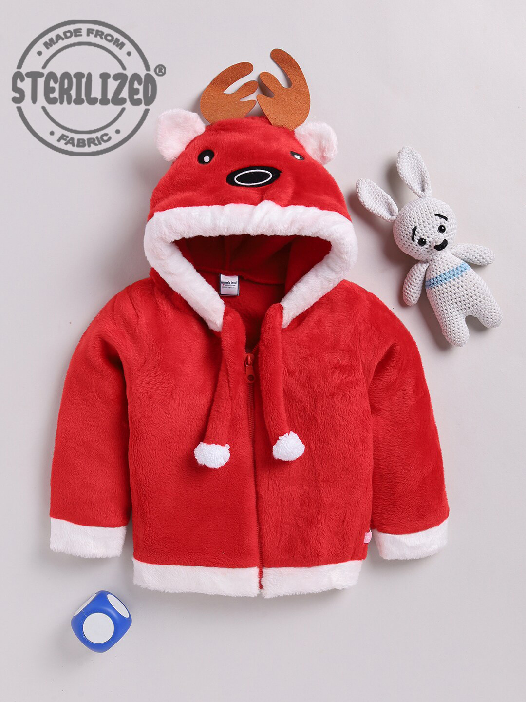 Moms Love Infant Girls Santa Deer Hooded Bomber Jacket