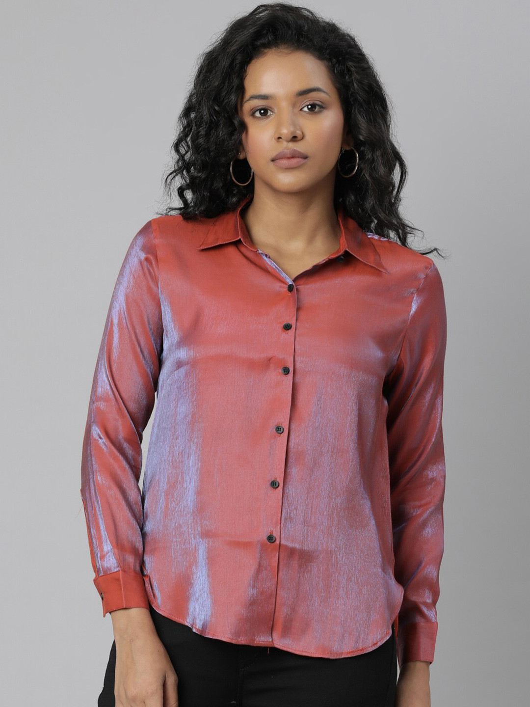 Rust Solid Regular Fit Casual Shirt