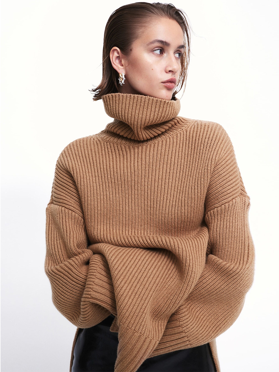 Womens oversized polo neck jumper hot sale