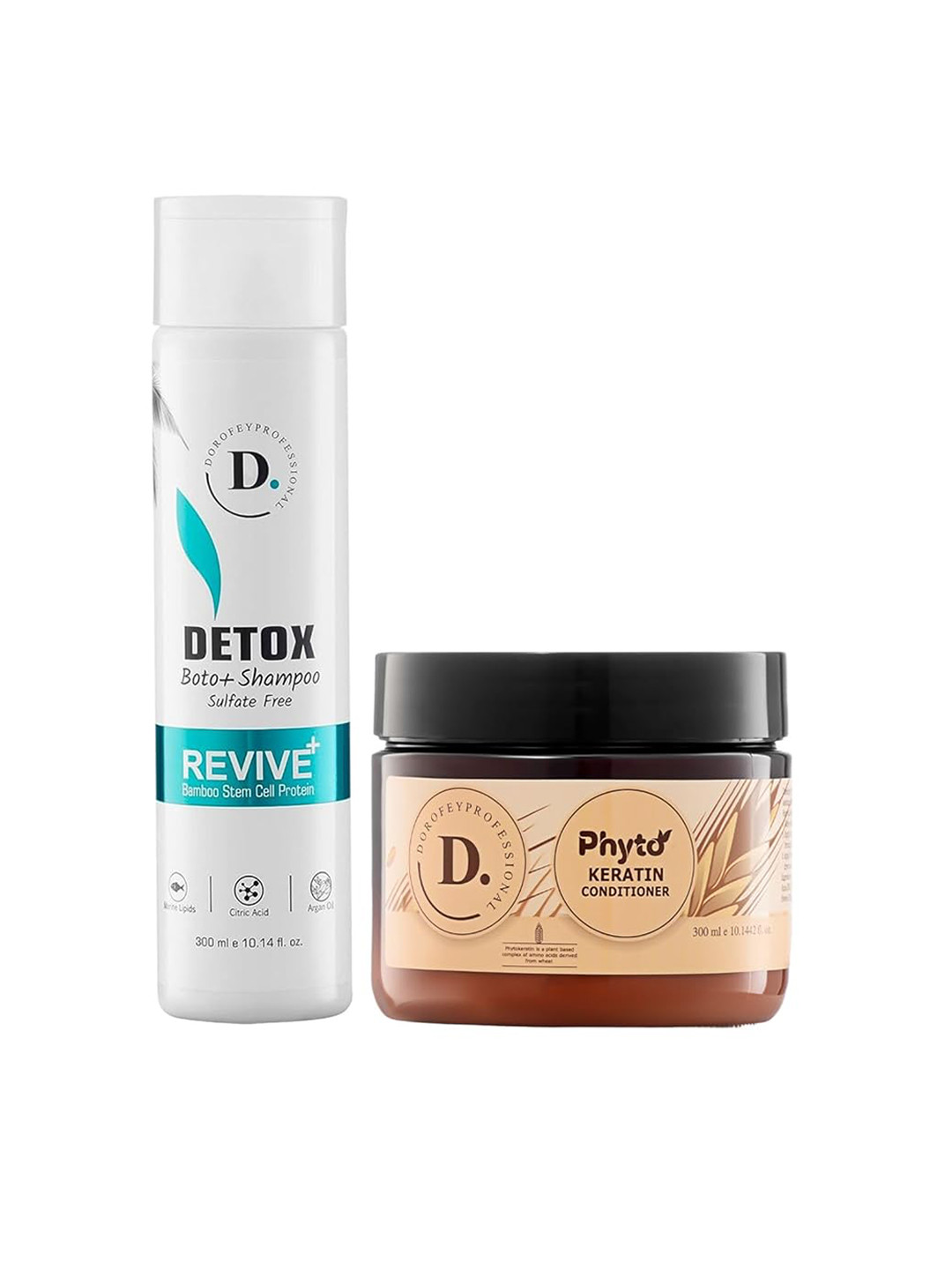 DOROFEY PROFESSIONAL 2-Pcs Detox Shampoo & Phyto Keratin Conditioner - 300ml Each