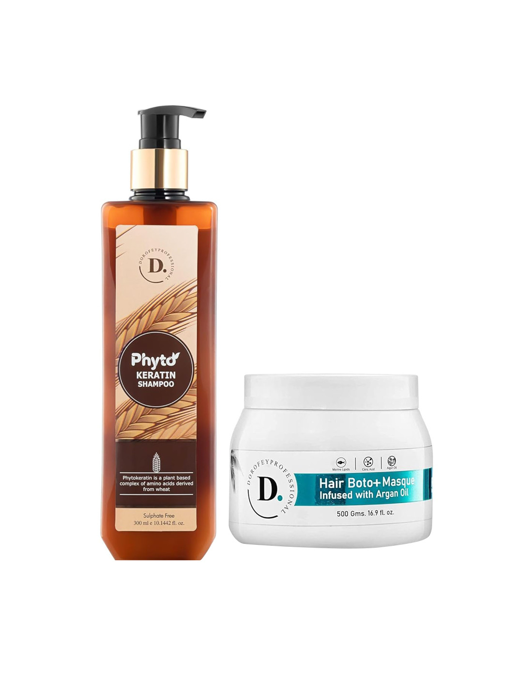 DOROFEY PROFESSIONAL Set Of 2 Phyto Keratin Shampoo - 300ml & Hair Masque - 500g
