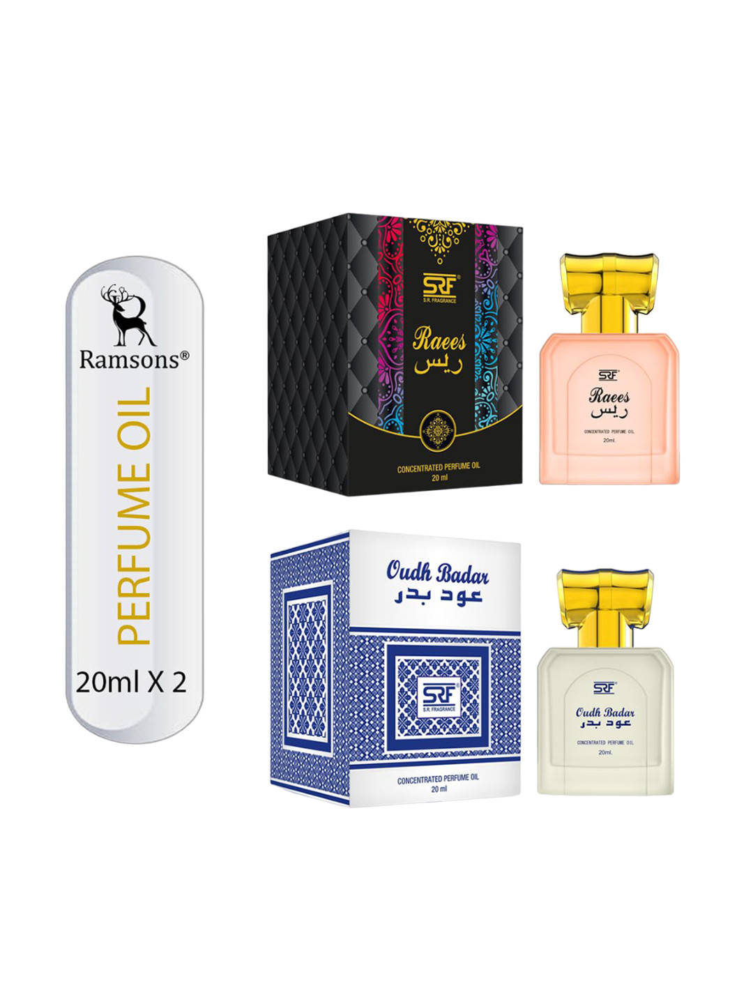 Ramsons 2-Pcs SRF Raees & SRF Oudh Badar Concentrated Perfume Oil Combo - 20ml Each