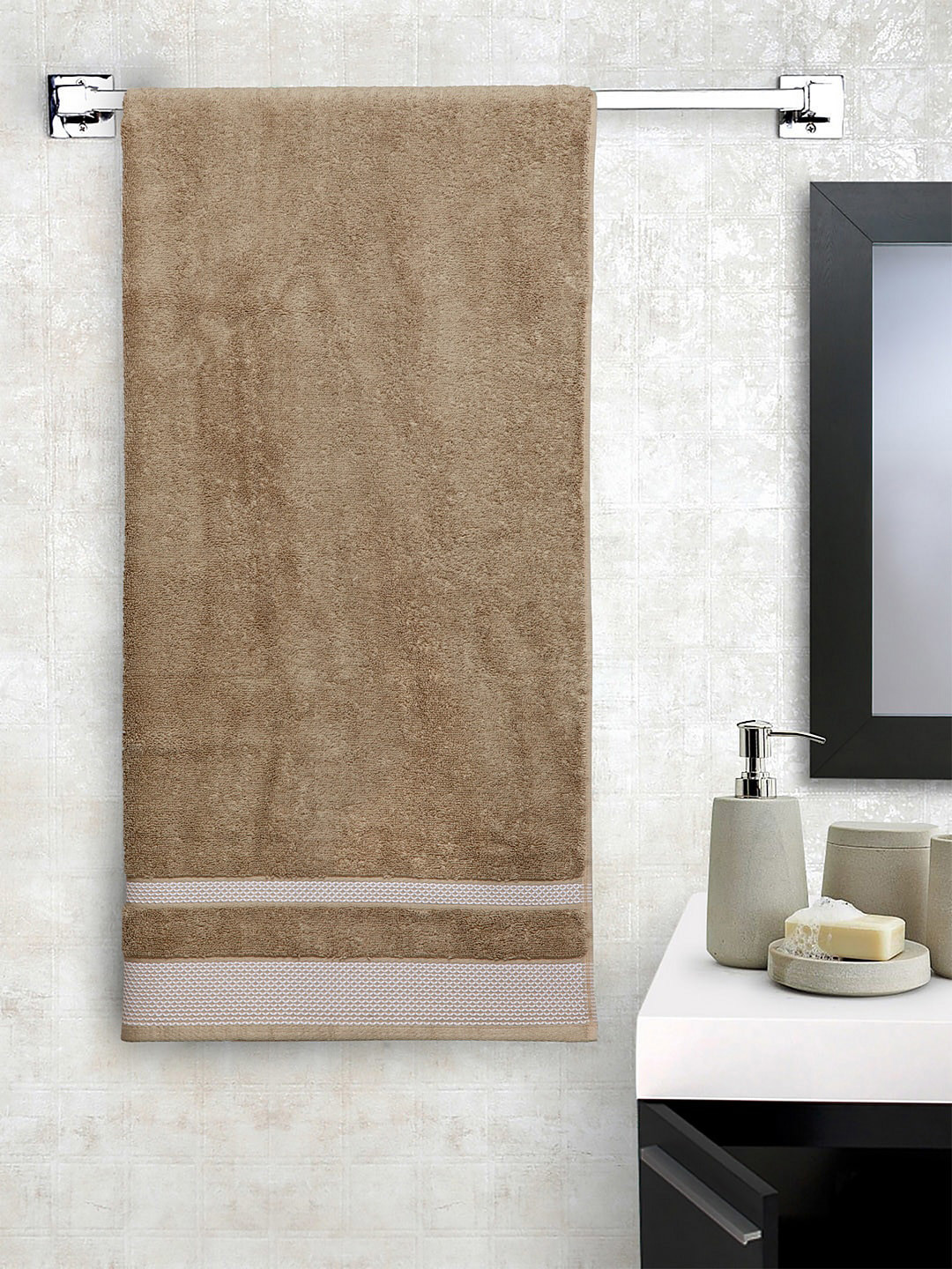 SPACES Brown 600 GSM Pure Cotton Quick Dry Bath Towel