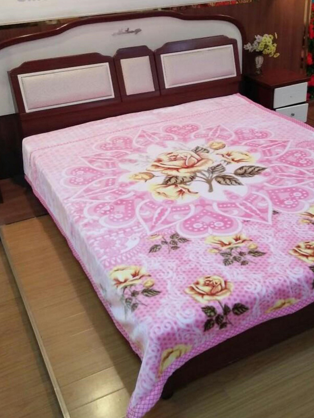 Signature Platinum Purple & White Floral Heavy Winter Single Bed Blanket