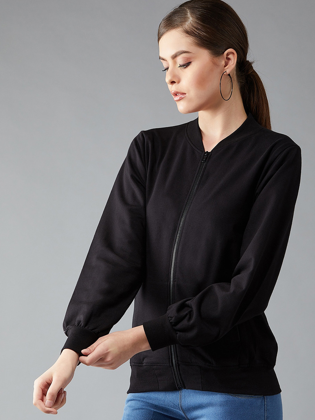 DressBerry Black Stand Collar Tailored Jacket