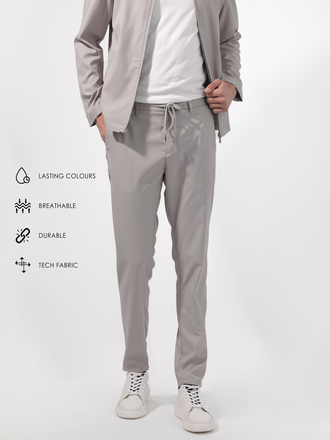 RARE RABBIT Nimb Drawstring Regular Fit Mid Rise Trouser