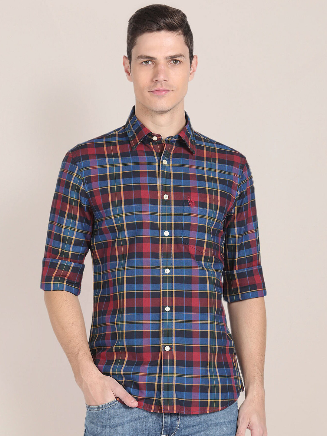 U.S. Polo Assn. Slim Fit Tartan Checked Oxford Casual Shirt