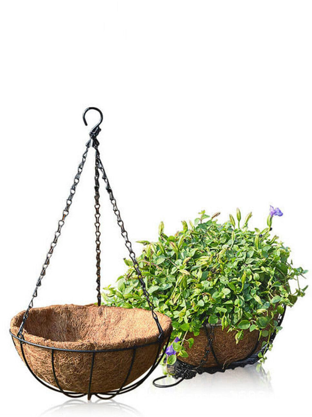 Garden Deco Brown & Black Coir Hanging Basket with Chain Planter