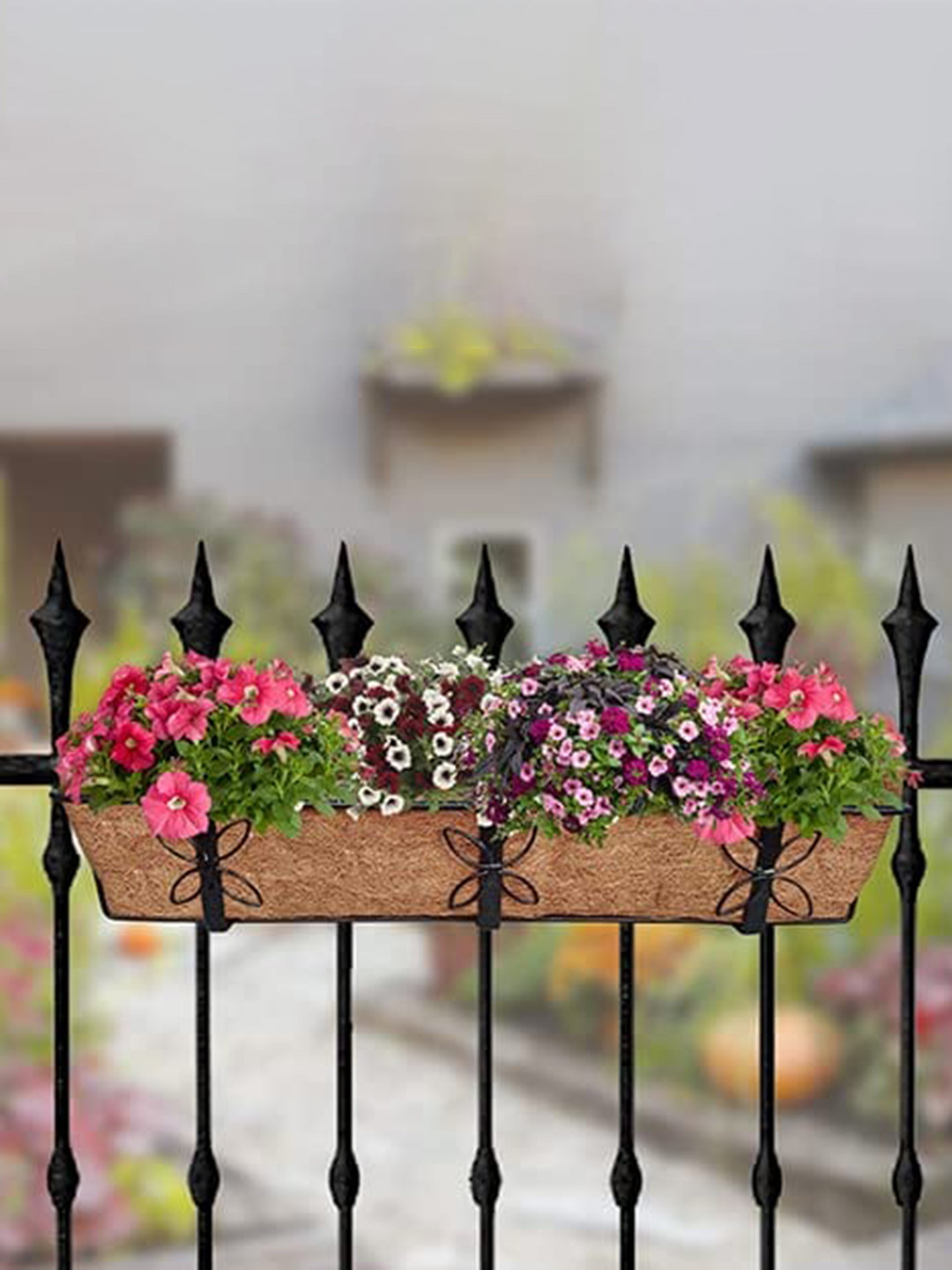 Garden Deco Brown & Black 2 Pieces Designer Wall Trough for Home Garden Planters