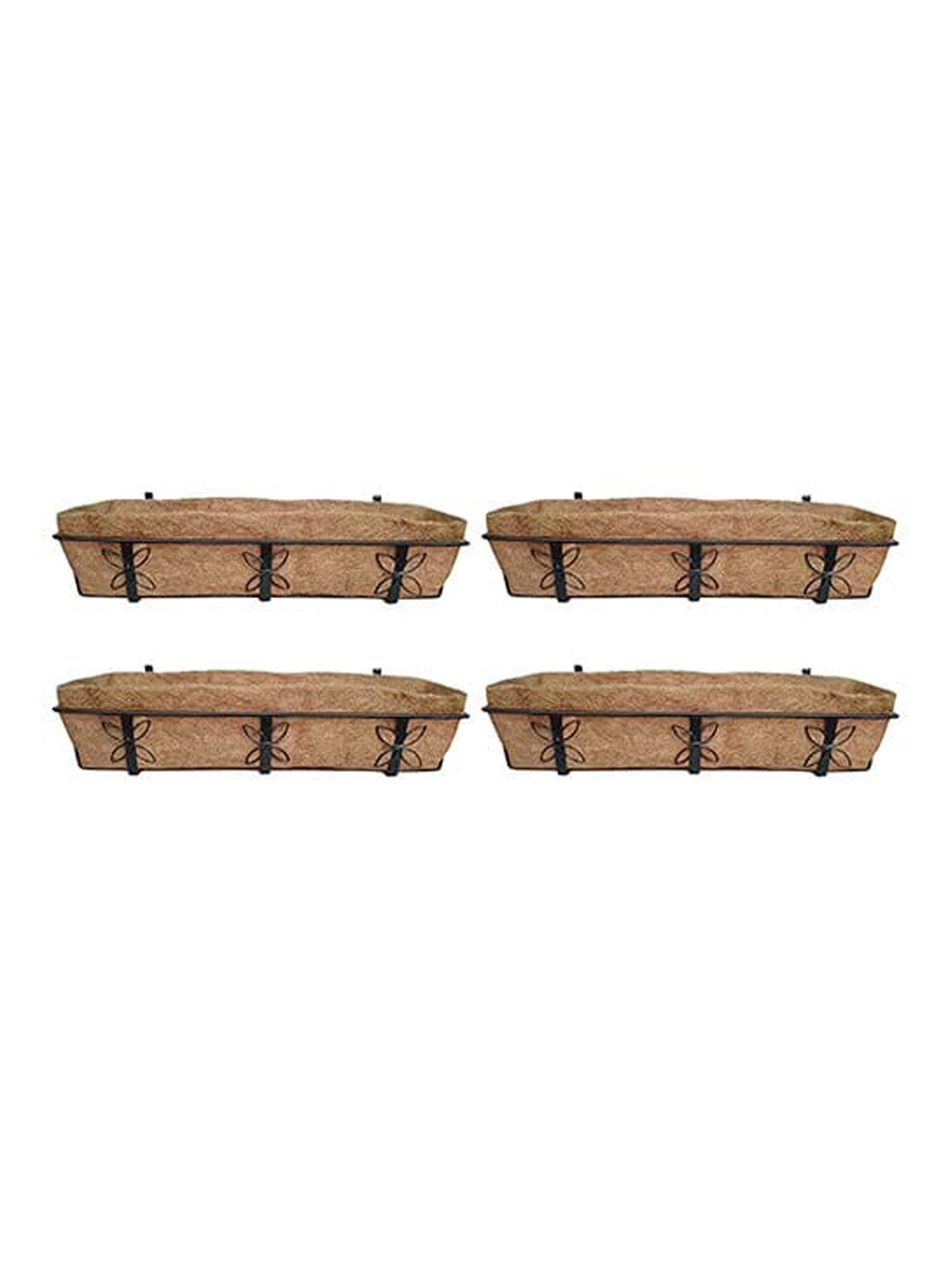 Garden Deco Brown & Black 4 Pcs Metal Planter