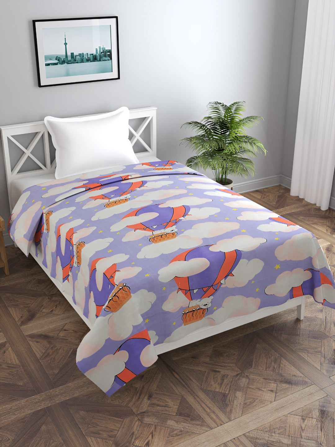 BREVARD Purple & White Printed Single Duvet Cover