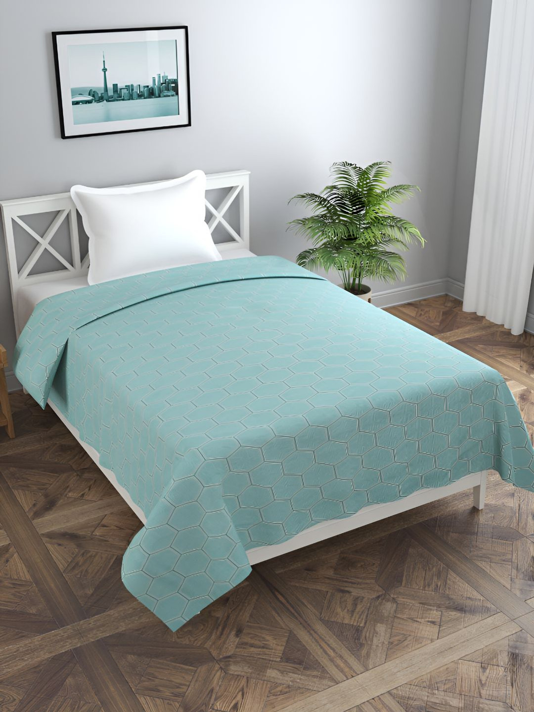 BREVARD Green Printed Single Duvet Cover