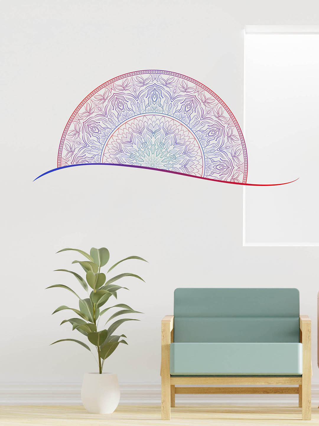 RANGOLI Red & Blue Abstract Self-Adhesive Wall Sticker