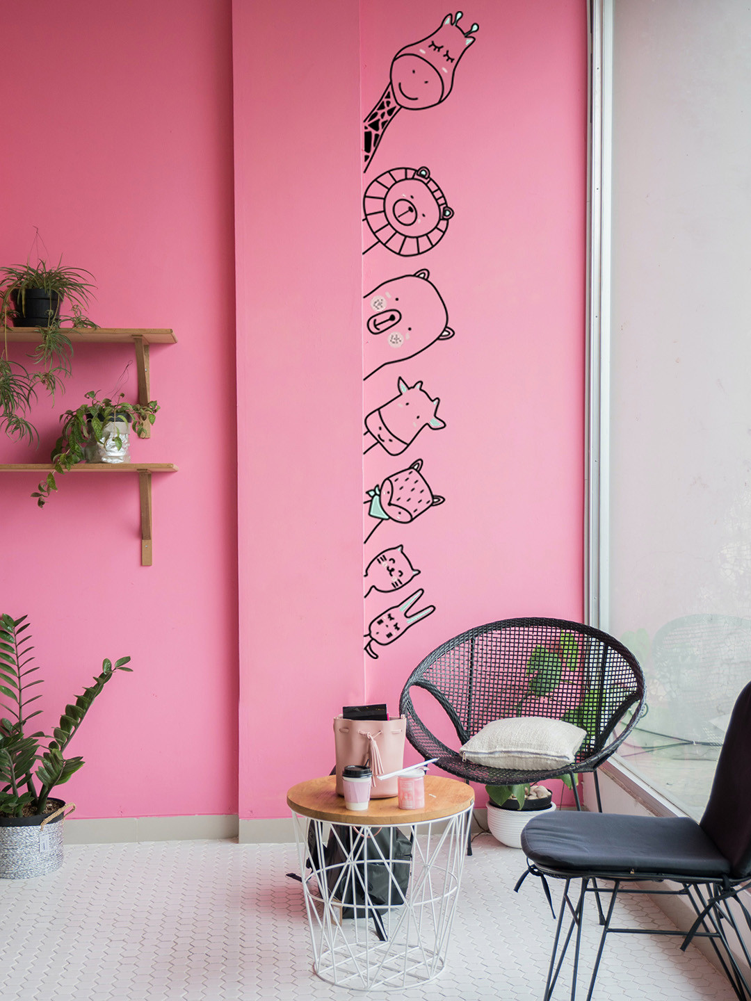 RANGOLI Black Peek-a-Boo Animal PVC Wall Sticker