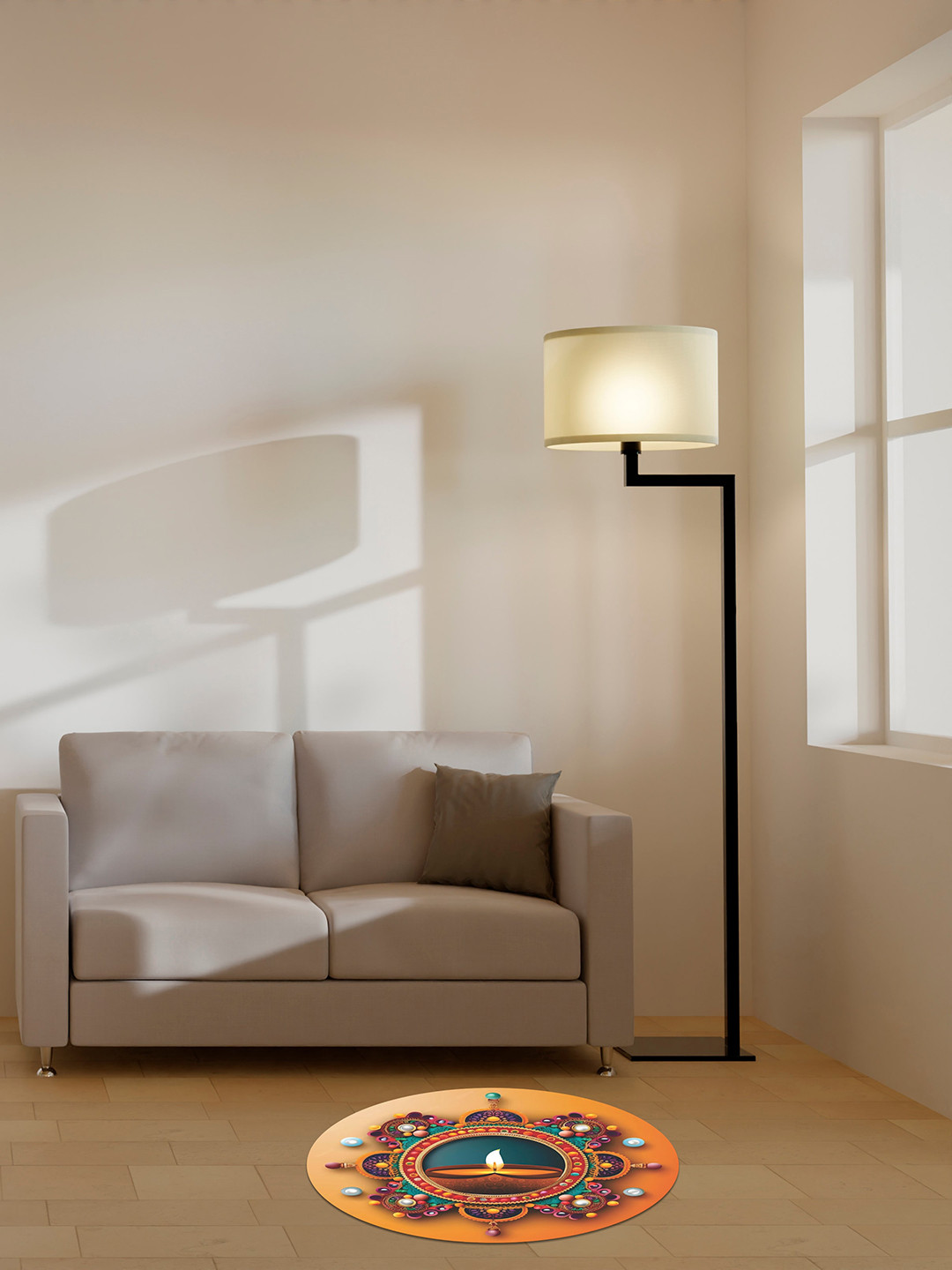 RANGOLI Orange & Teal Green Mini Abstract Design Sticker