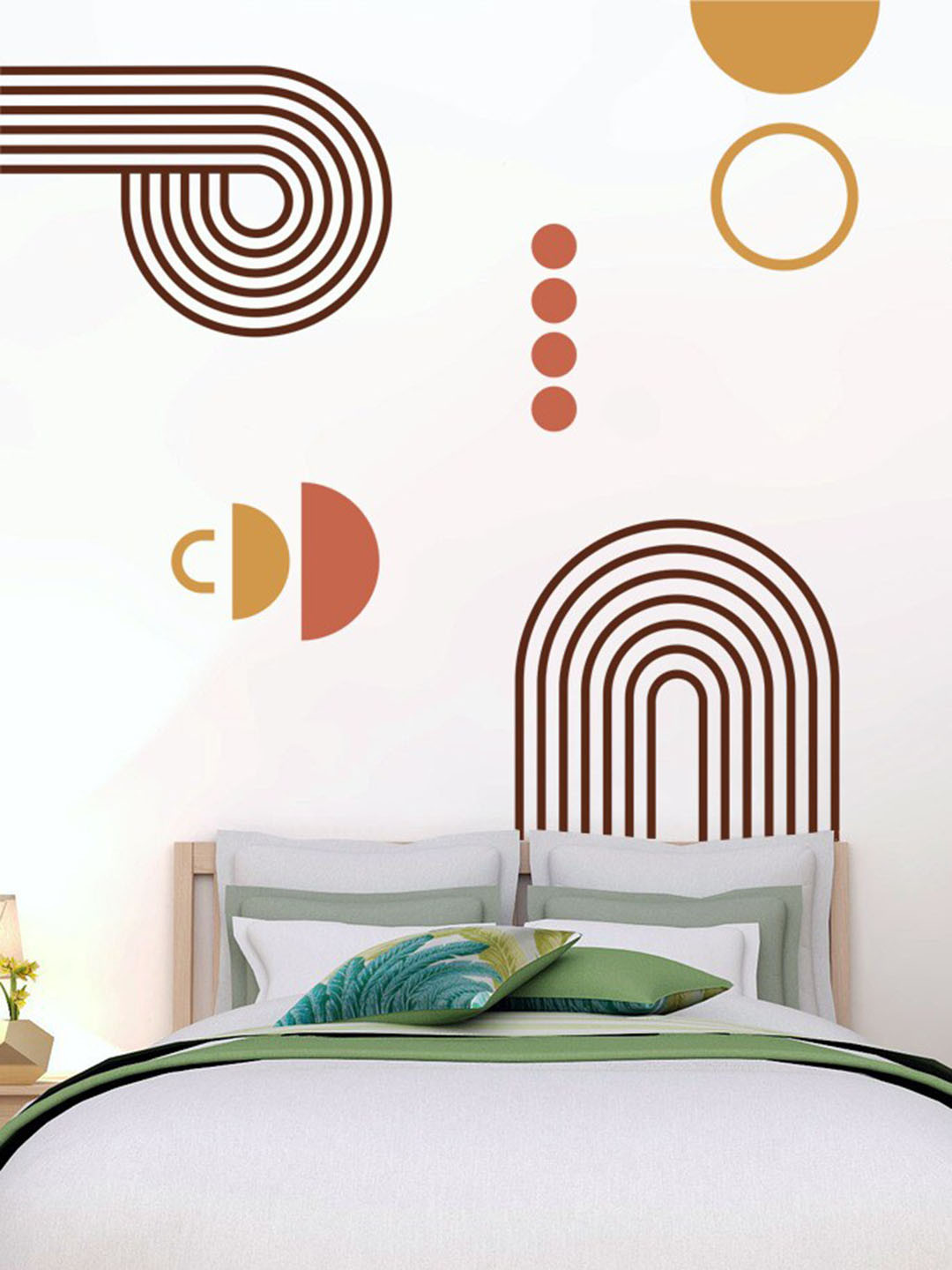 RANGOLI Brown Symmetrical Curves Wall Stickers