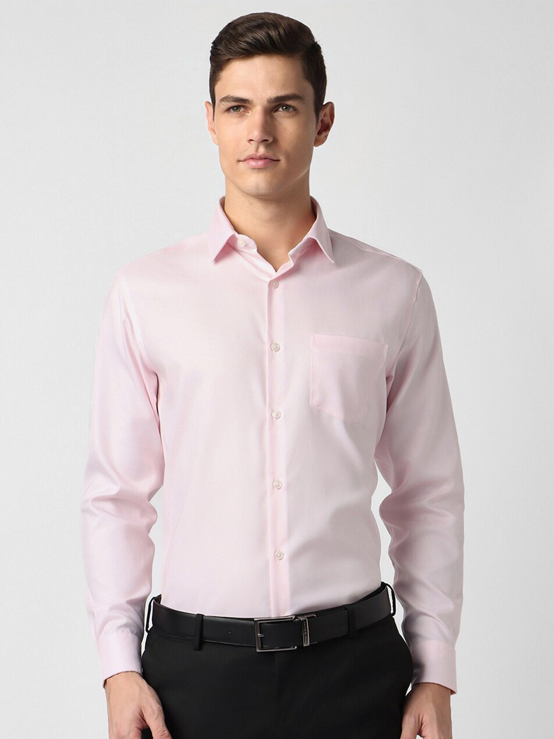 Peter England Elite Spread Collar Long Sleeve Cotton Regular Fit  Formal Shirt