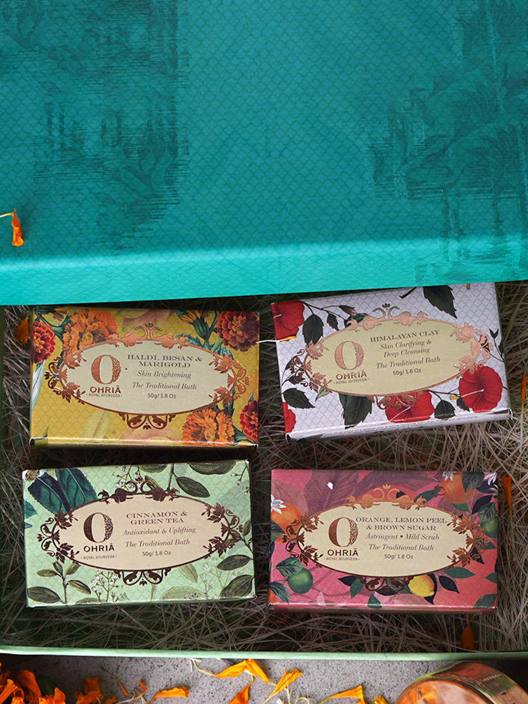 OHRIA AYURVEDA Bathing Bar Gift Box for Gently Cleansing the Skin - 4-pcs