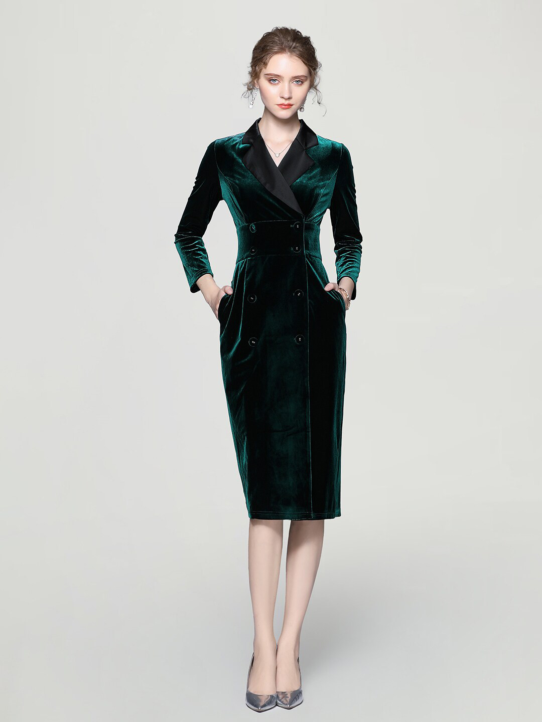 JC Collection V-Neck Three-Quarter Sleeve Sheath Dress