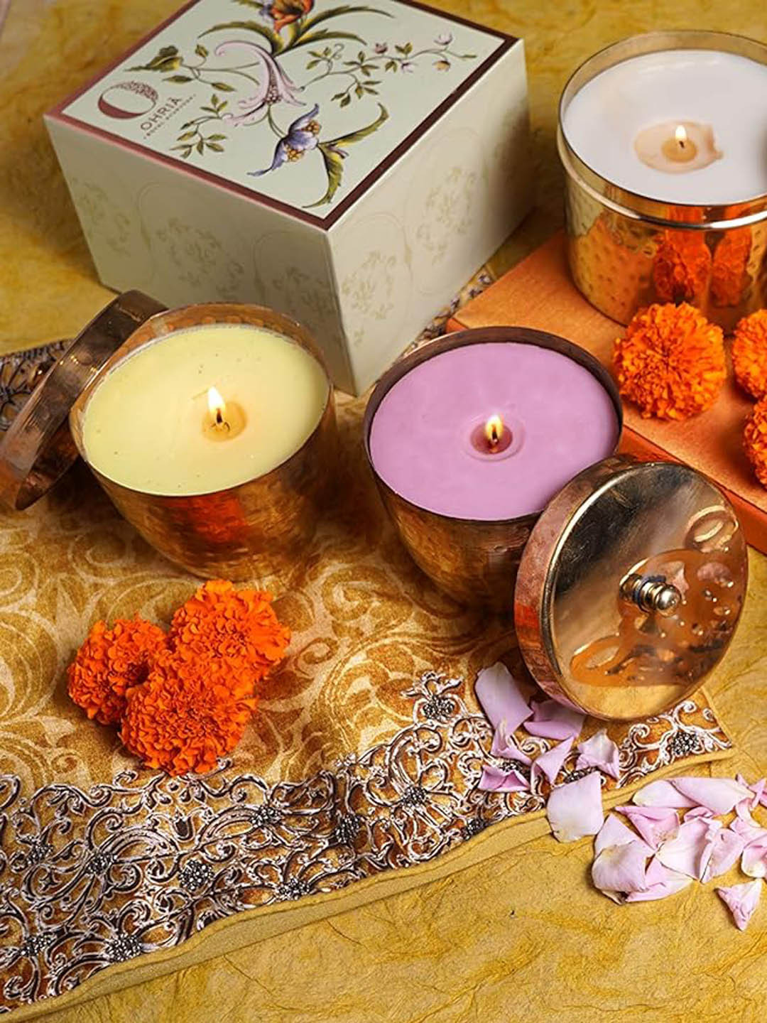 OHRIA AYURVEDA Raatrani & Mint Luxury Copper/Brass Candle