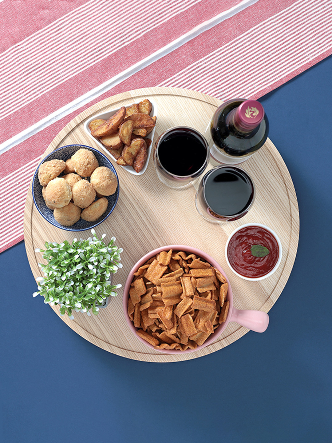 Utopia Choice Cream Ash Wood Cresta Lazy Susan Food Platter