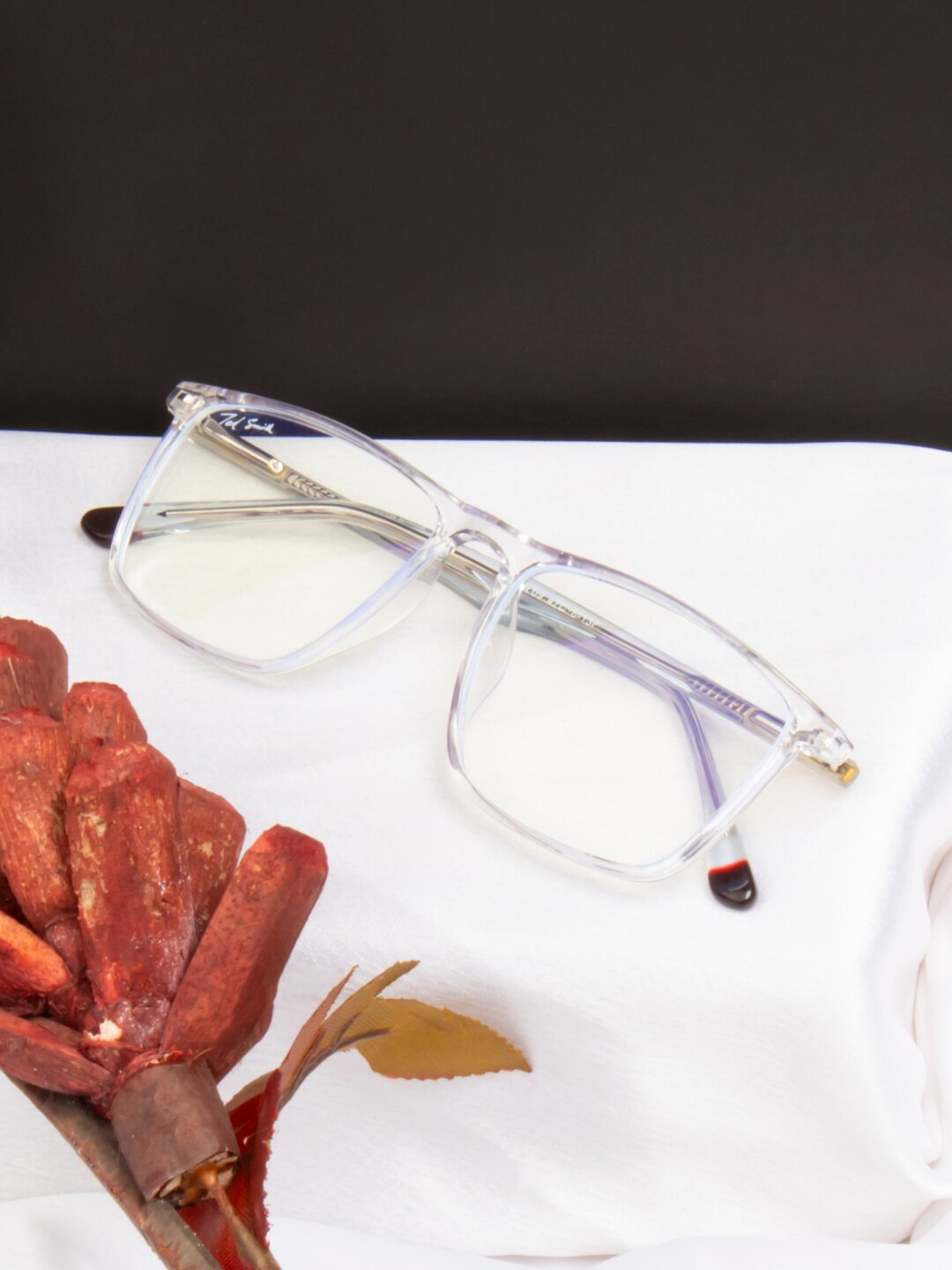 Ted Smith Unisex Transparent  Rectangle Frames with Blue-Light Blocking Computer Glasses