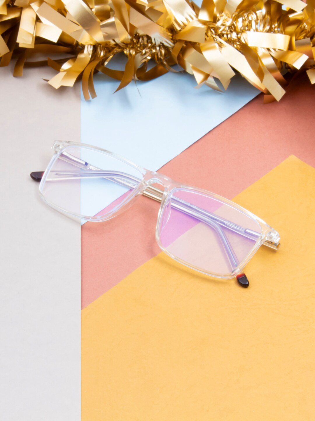 Ted Smith Unisex Transparent  Rectangle Frames with Blue-Light Blocking Computer Glasses