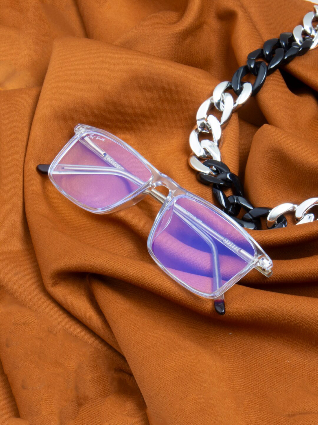 Ted Smith Unisex Transparent  Rectangle Frame  with Blue-Light Blocking Computer Glasses