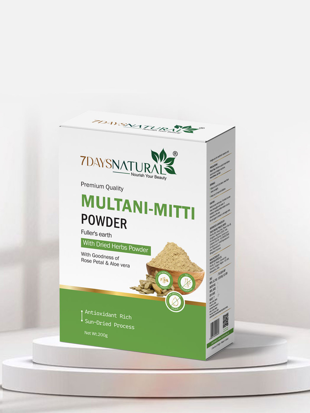 7DAYSNATURAL Natural & Pure Herbal Multani Mitti Powder For Face & Hair - 200g