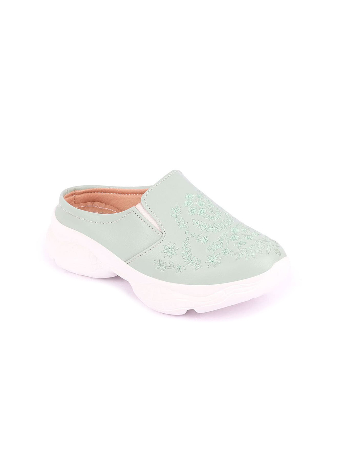 FAUSTO Women Floral Embroidered Design Lightweight Mule Sneakers