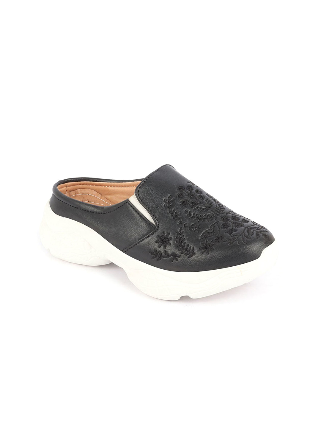 FAUSTO Women Floral Embroidered Design Lightweight Mule Sneakers