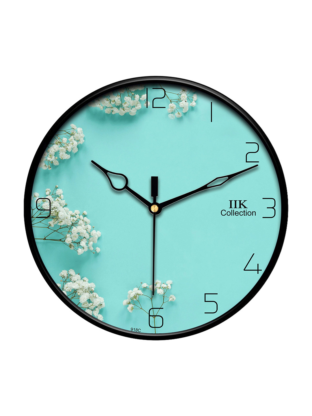 IIK COLLECTION Black & White Floral Printed Round Contemporary Wall Clock