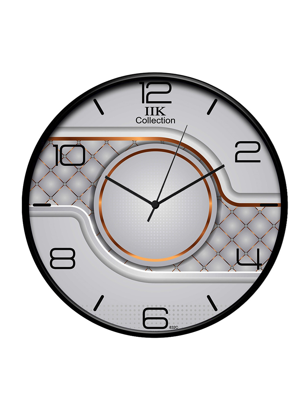 IIK COLLECTION Black& White Round Printed Contemporary Wall Clock