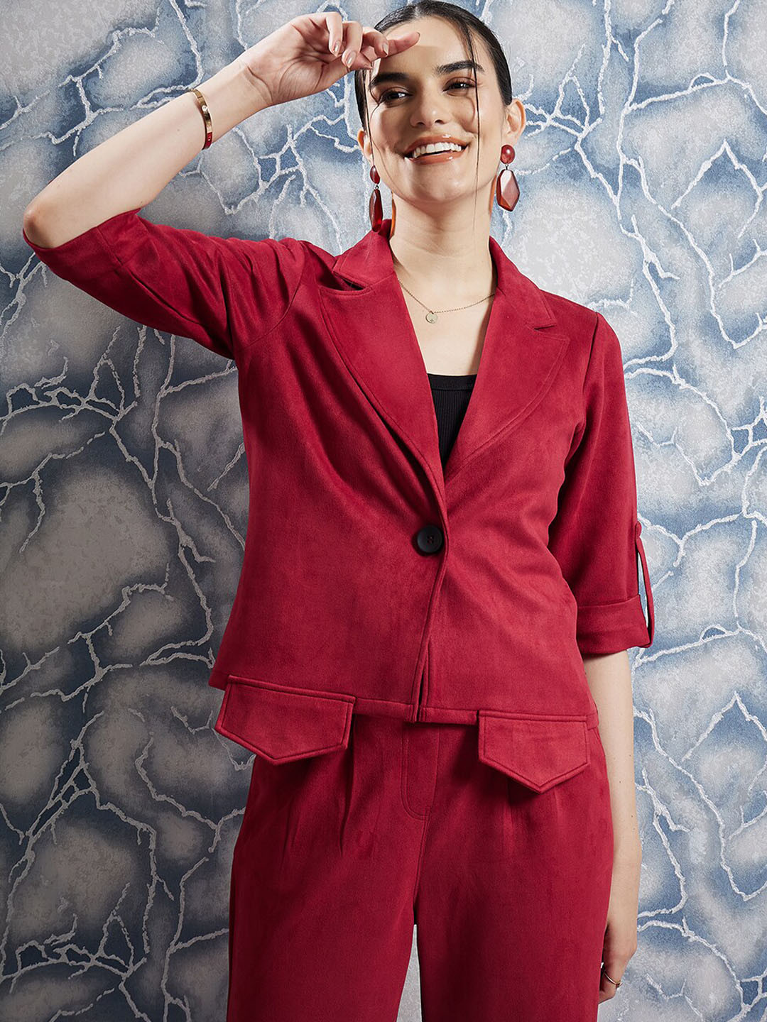 Athena Maroon Coat & Trousers Co-Ords