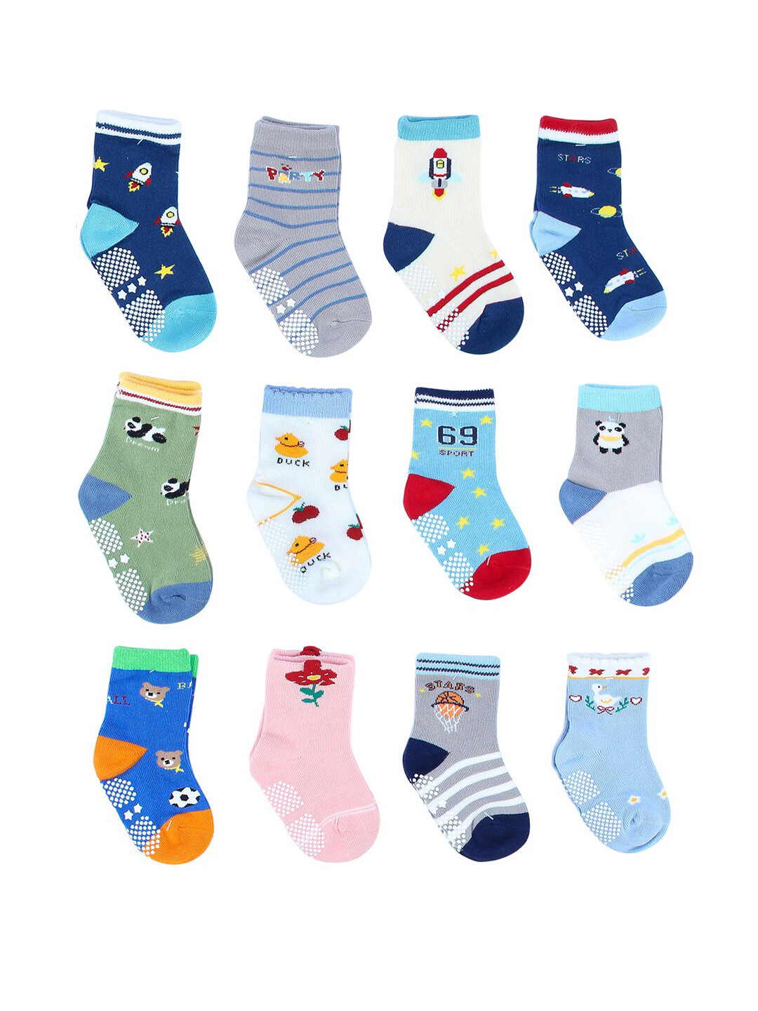 NEOBABY Infants Pack Of 12 Cotton Above Ankle-Length Socks