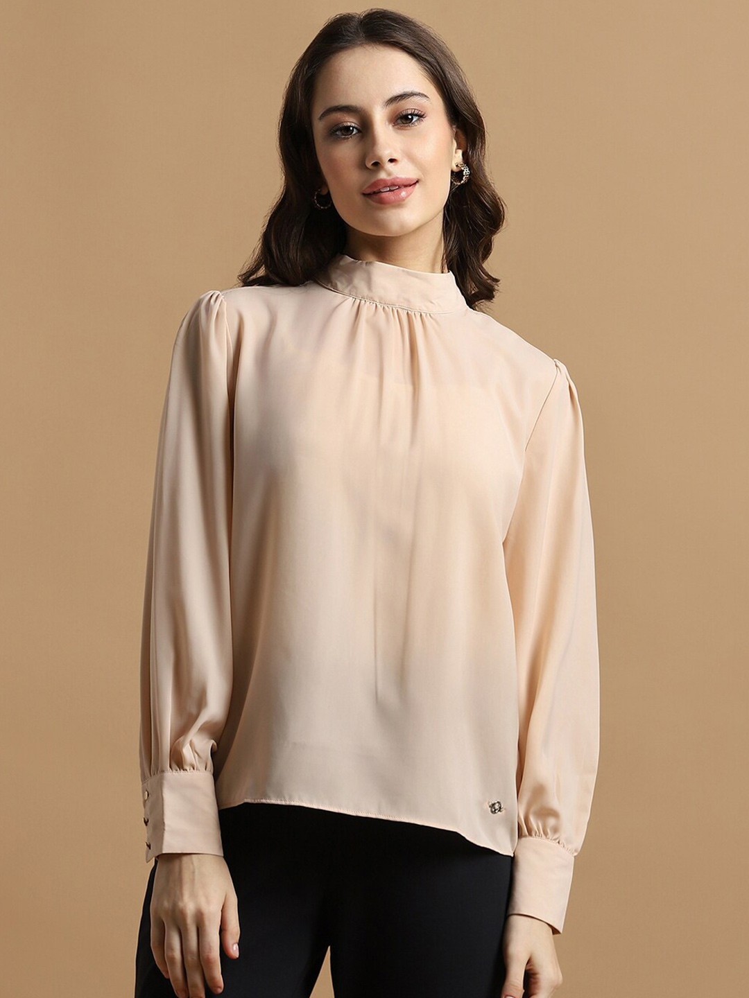 Allen Solly Woman High Neck Cuff Sleeves Top