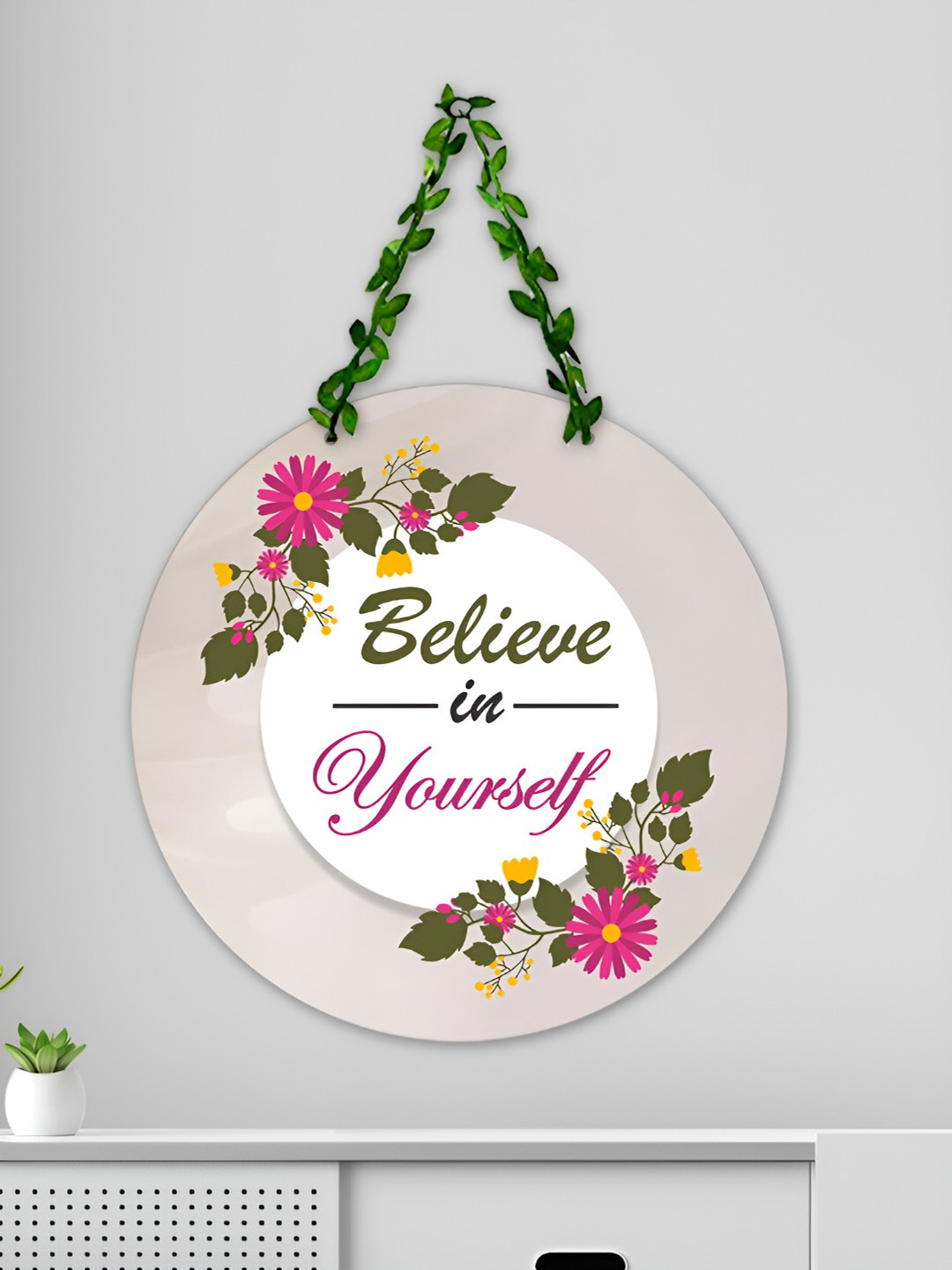 ArtVibes Believe in Yourself Wood Ethnic Motifs Matte Hanging Hall Wall Hangings-16In