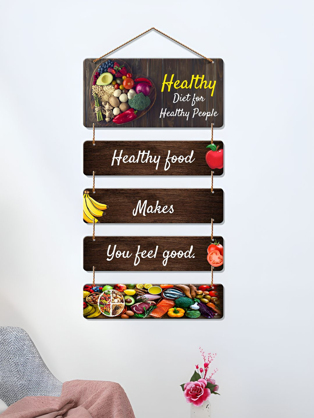 ArtVibes Health Quote Designer Wood Matte Hanging Hall Wall Hangings-31In