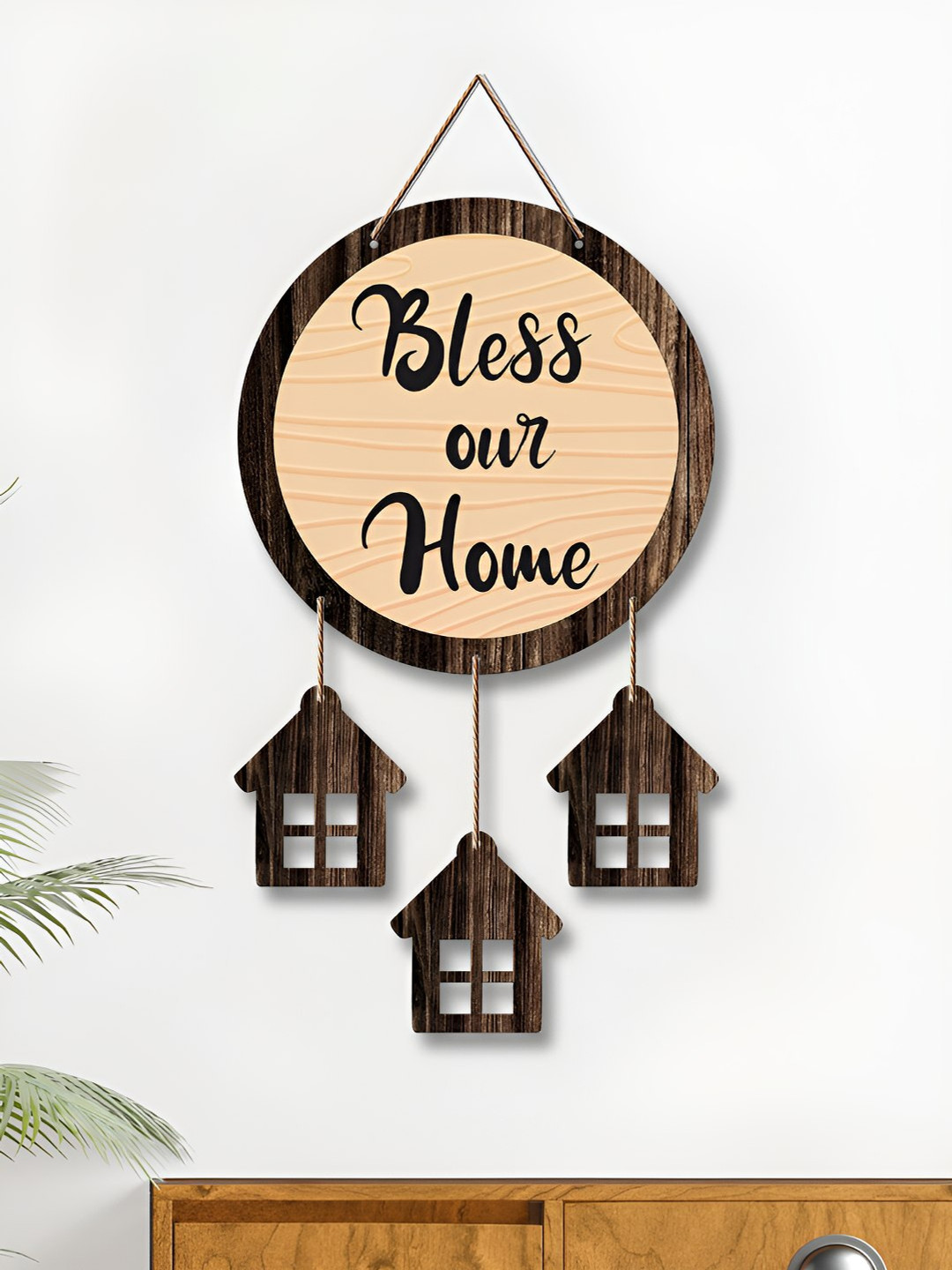 ArtVibes Bless Our Home Quotes MDF Matte Hall Wall Hangings-21In