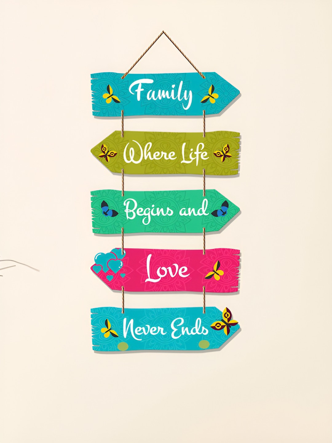 ArtVibes Family Quotes Decorative Wood Matte Hall Wall Hangings-31In