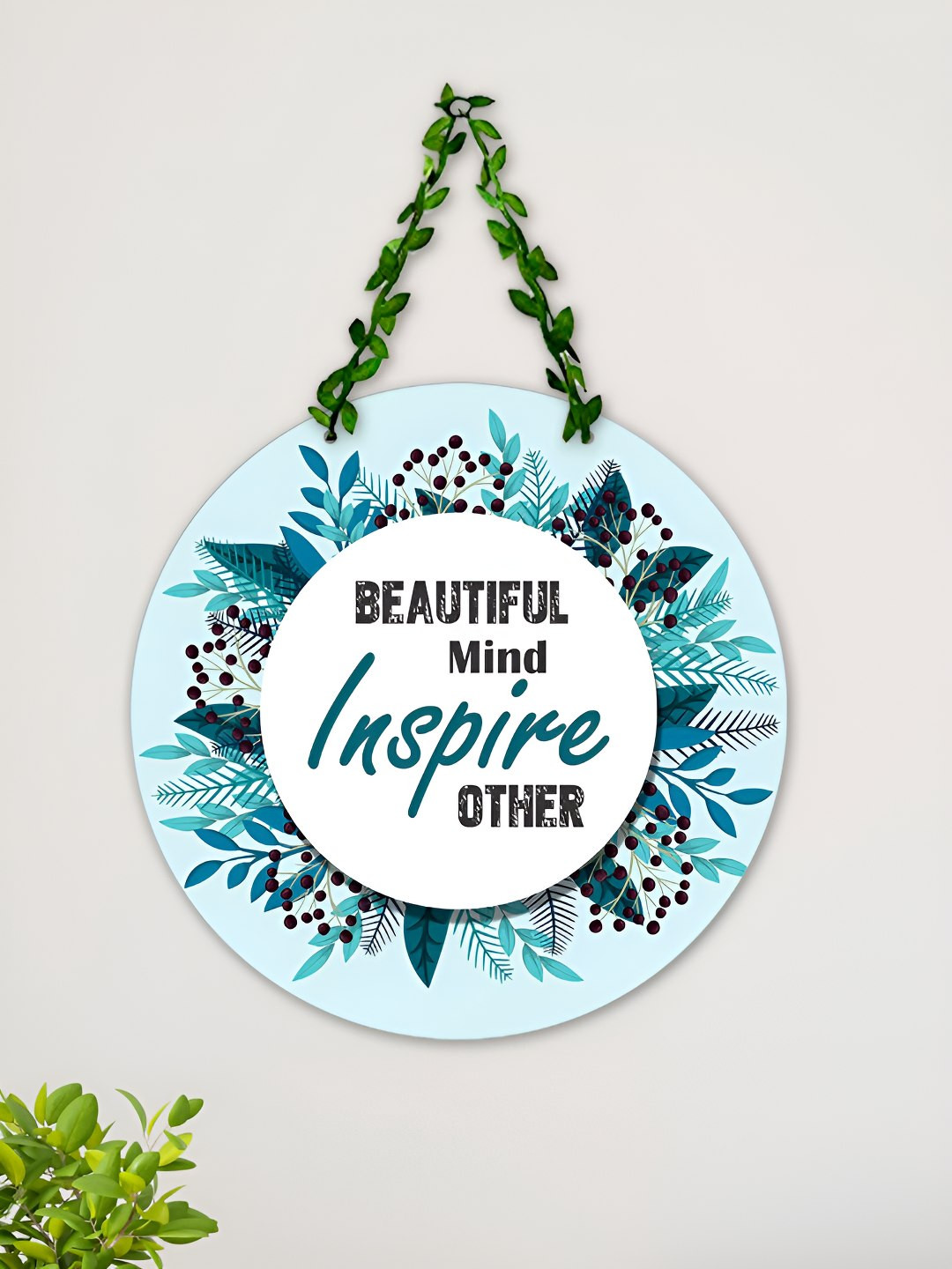 ArtVibes Beautiful Mind Wooden Floral Matte Hall Wall Hangings-16In