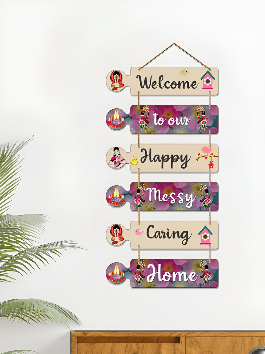 ArtVibes Home Quotes Decorative Wood Floral Matte Hall Wall Hangings-31In