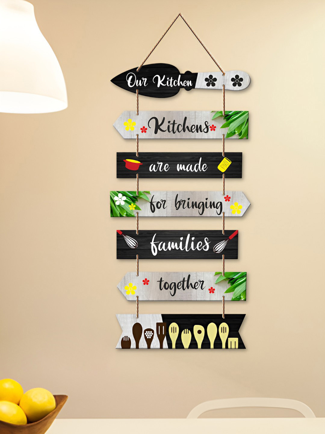 ArtVibes Kitchen Quotes MDF Floral Matte Hall Wall Hangings-30In