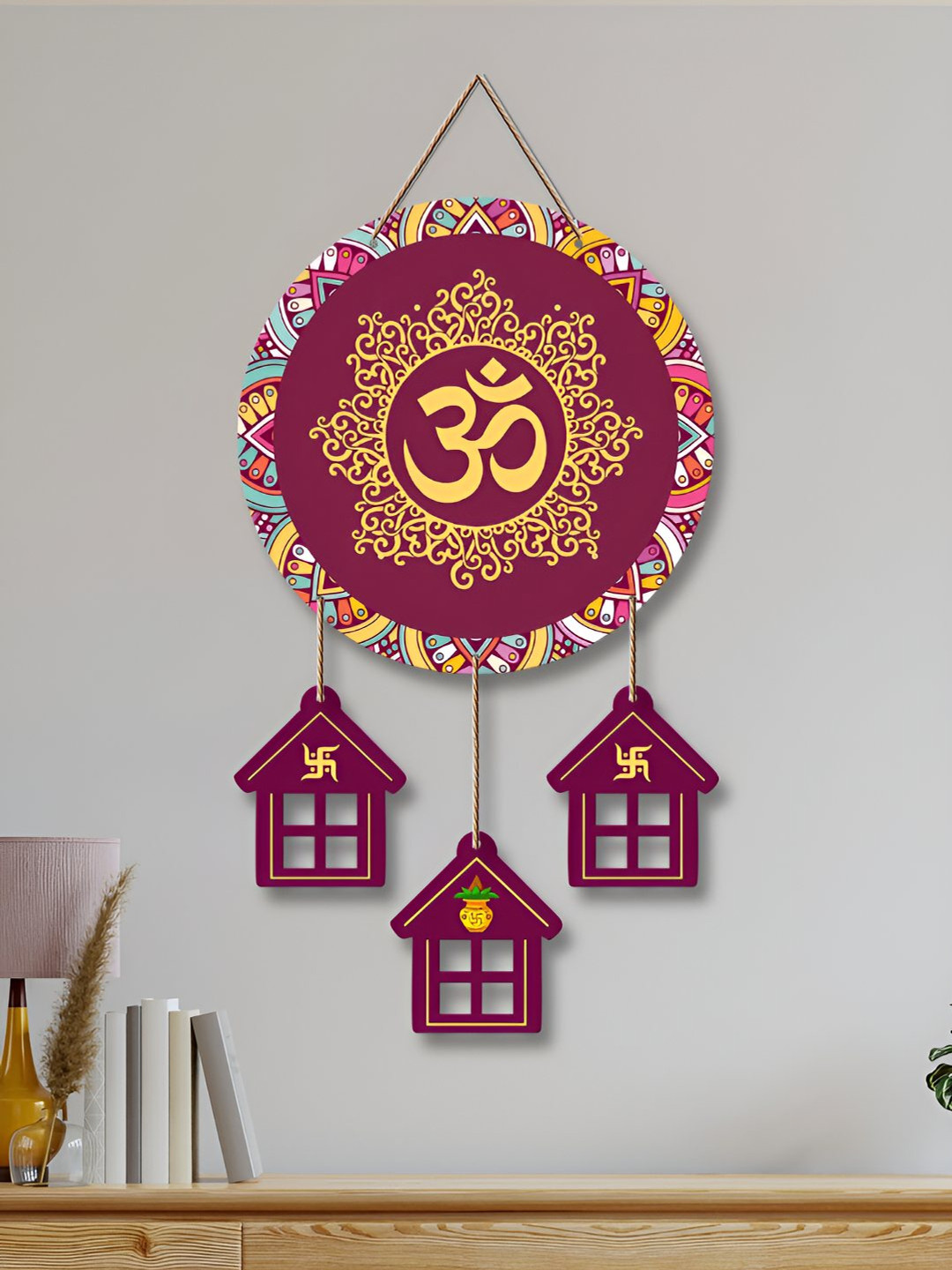 ArtVibes OM Mantra MDF Ethnic Motifs Matte Hanging Hall Spiritual Wall Decor-21In