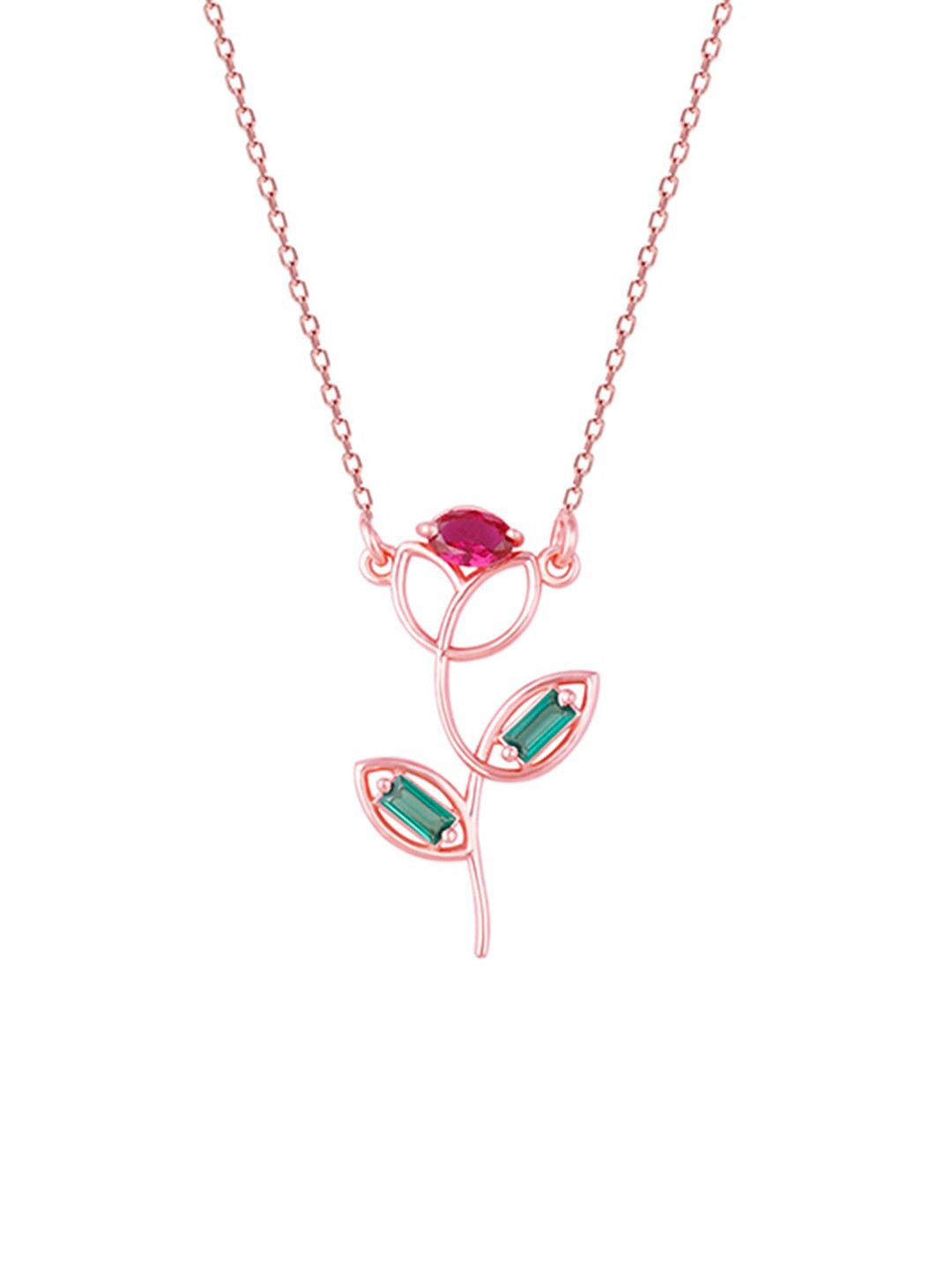 GIVA Rose Gold Sterling Silver Rose Gold-Plated Stone Studded Chain
