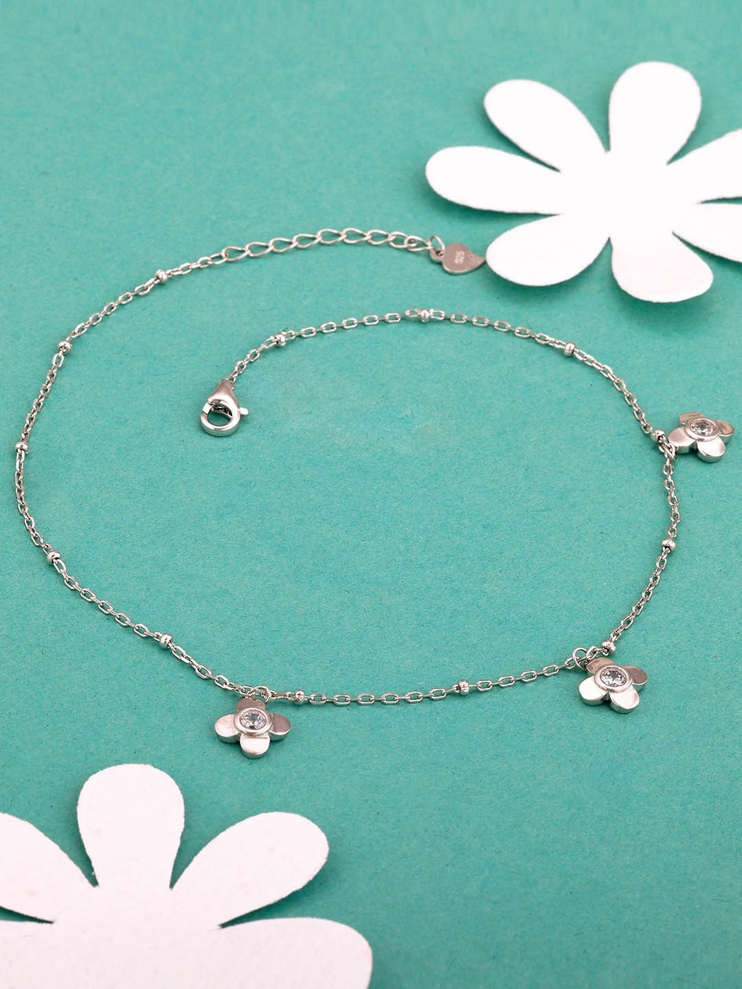 GIVA 925 Sterling Silver Silver-Plated CZ Studded Bracelet