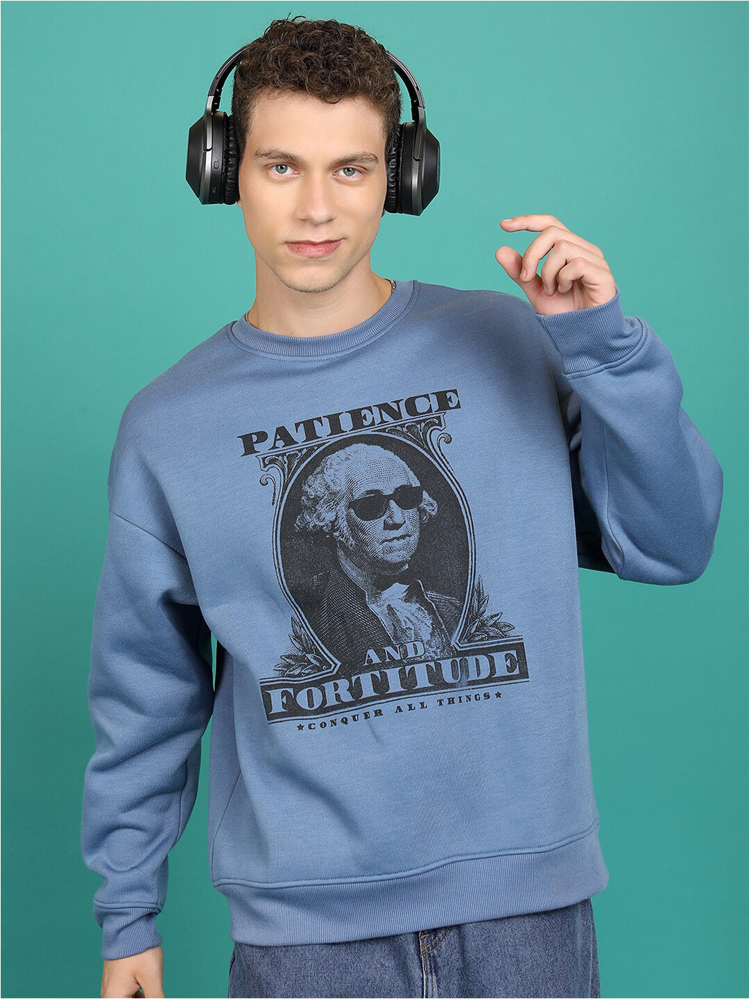 HIGHLANDER Graphic Printed Over Sized Drop Shoulder Pullover