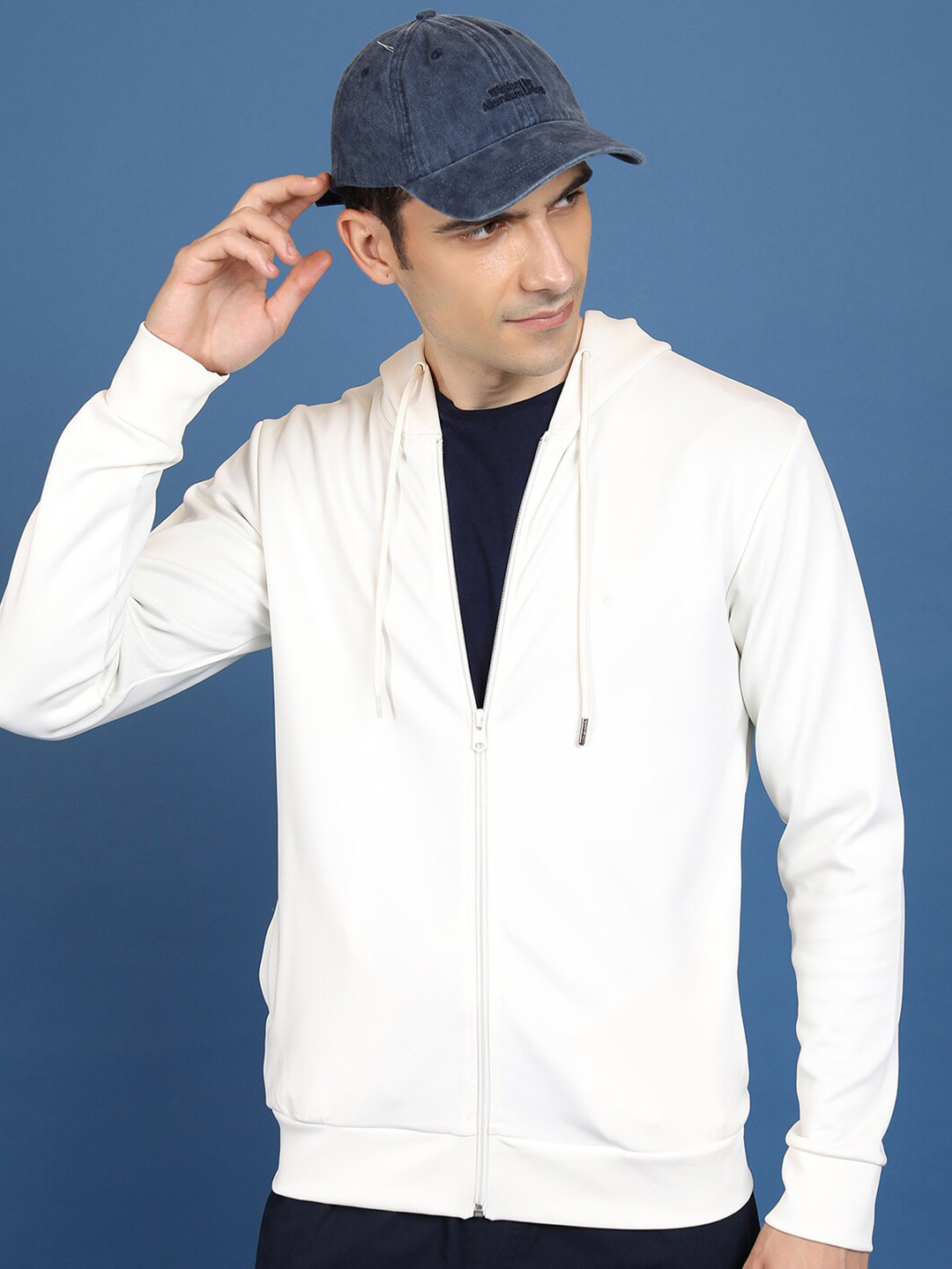 HIGHLANDER White Hooded Front-Open Sweatshirt