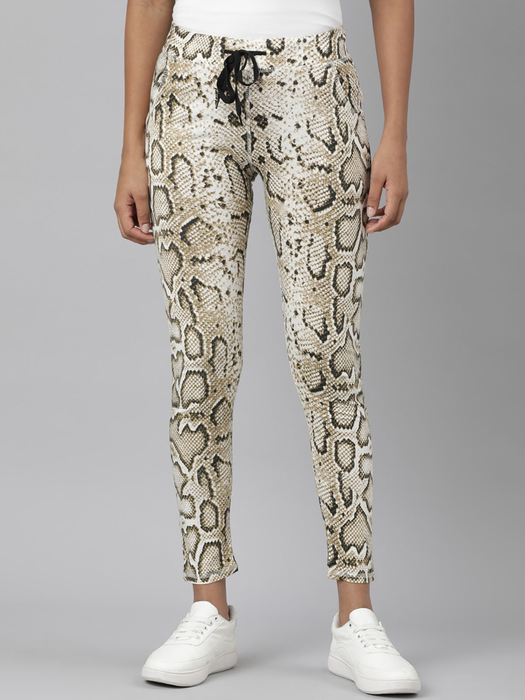 SHOWOFF Women Slim Fit Mid-Rise Animal Printed Track Pant