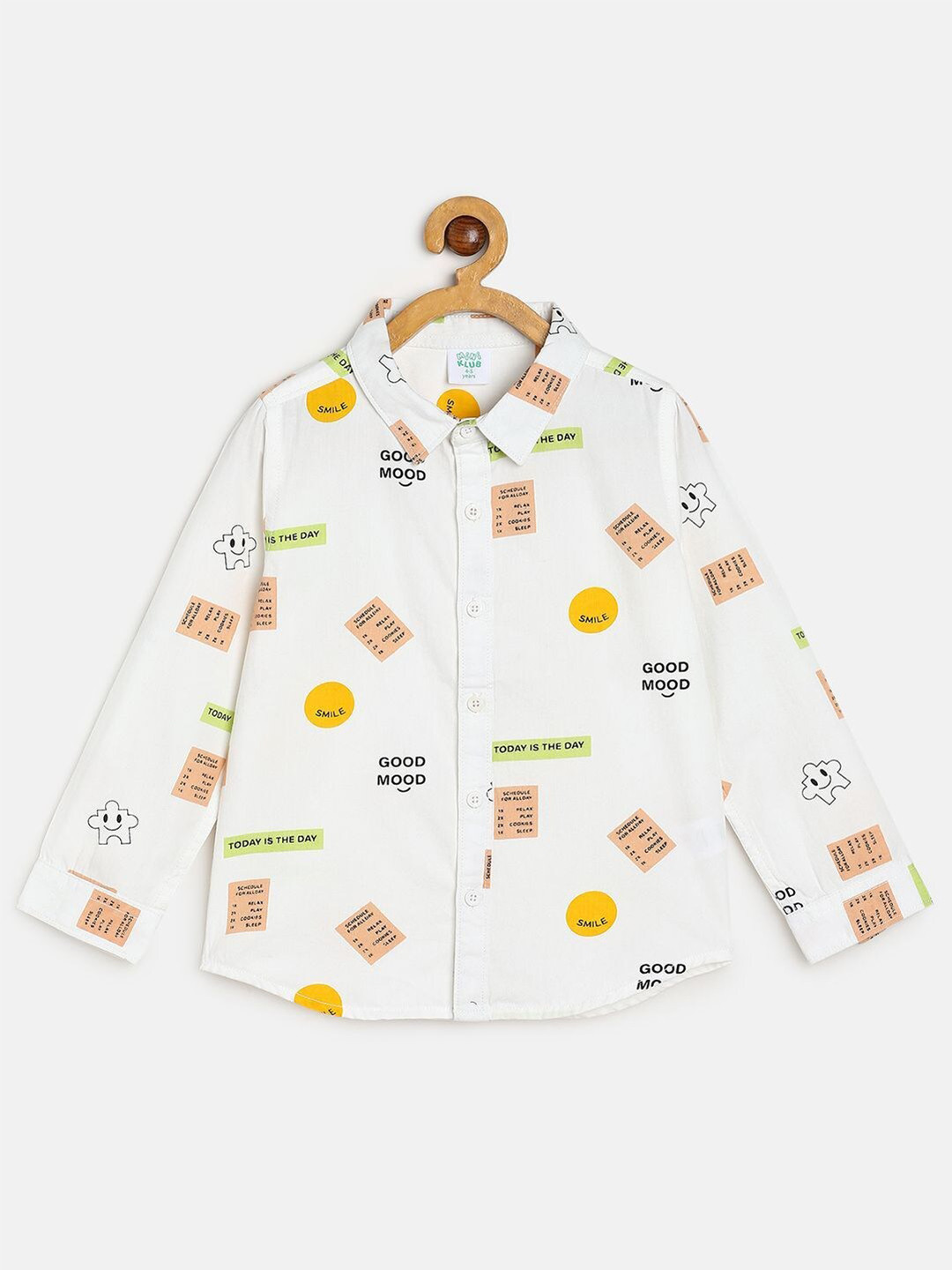 MINI KLUB Boys Standard Typography Printed Long Sleeve Cotton Regular Fit Casual Shirt